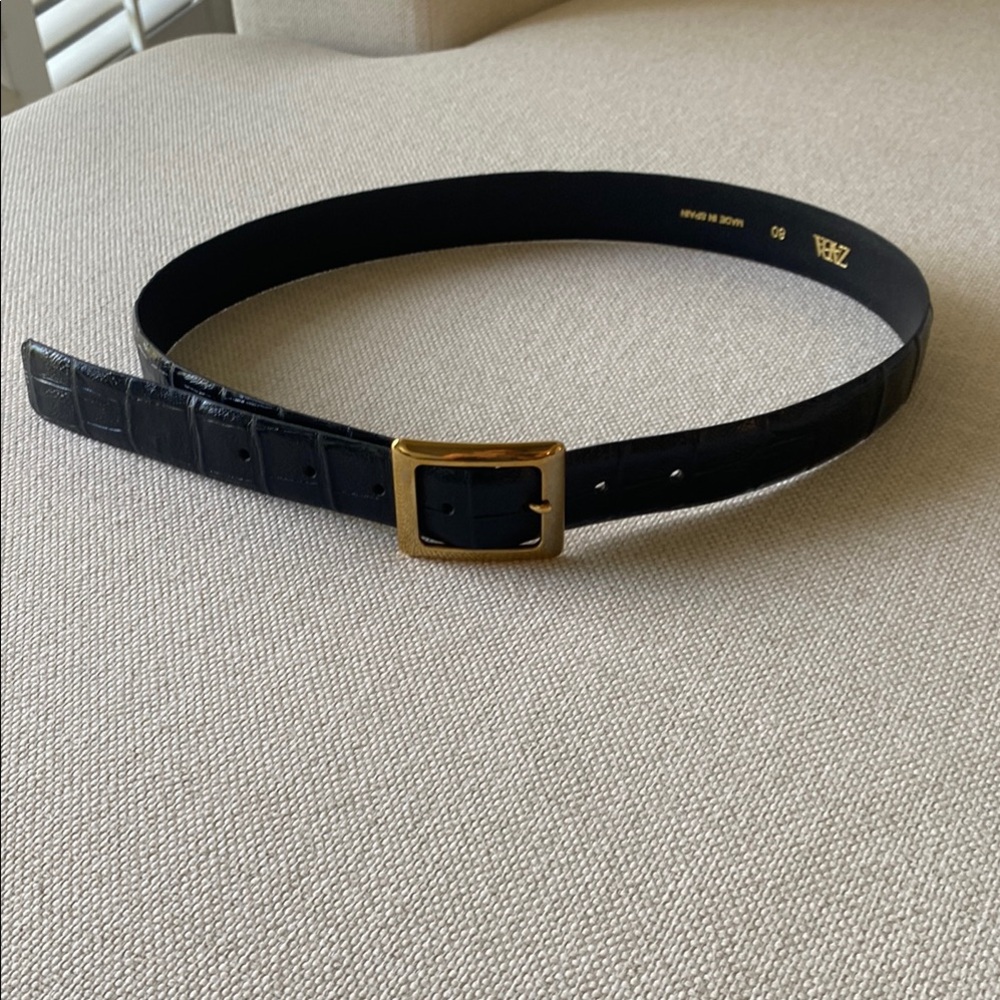 Zara Black and Gold Leather Belt